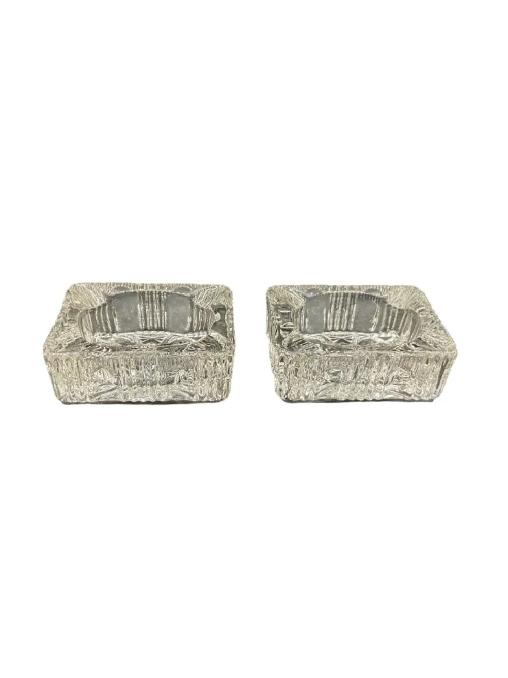 Vintage Crystal Cut Glass Square Salt Cellars 3